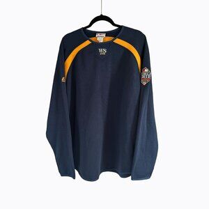 Majestic Milwaukee Brewers 2008 World Series Pullover Sz XL MLB Therma Base Navy